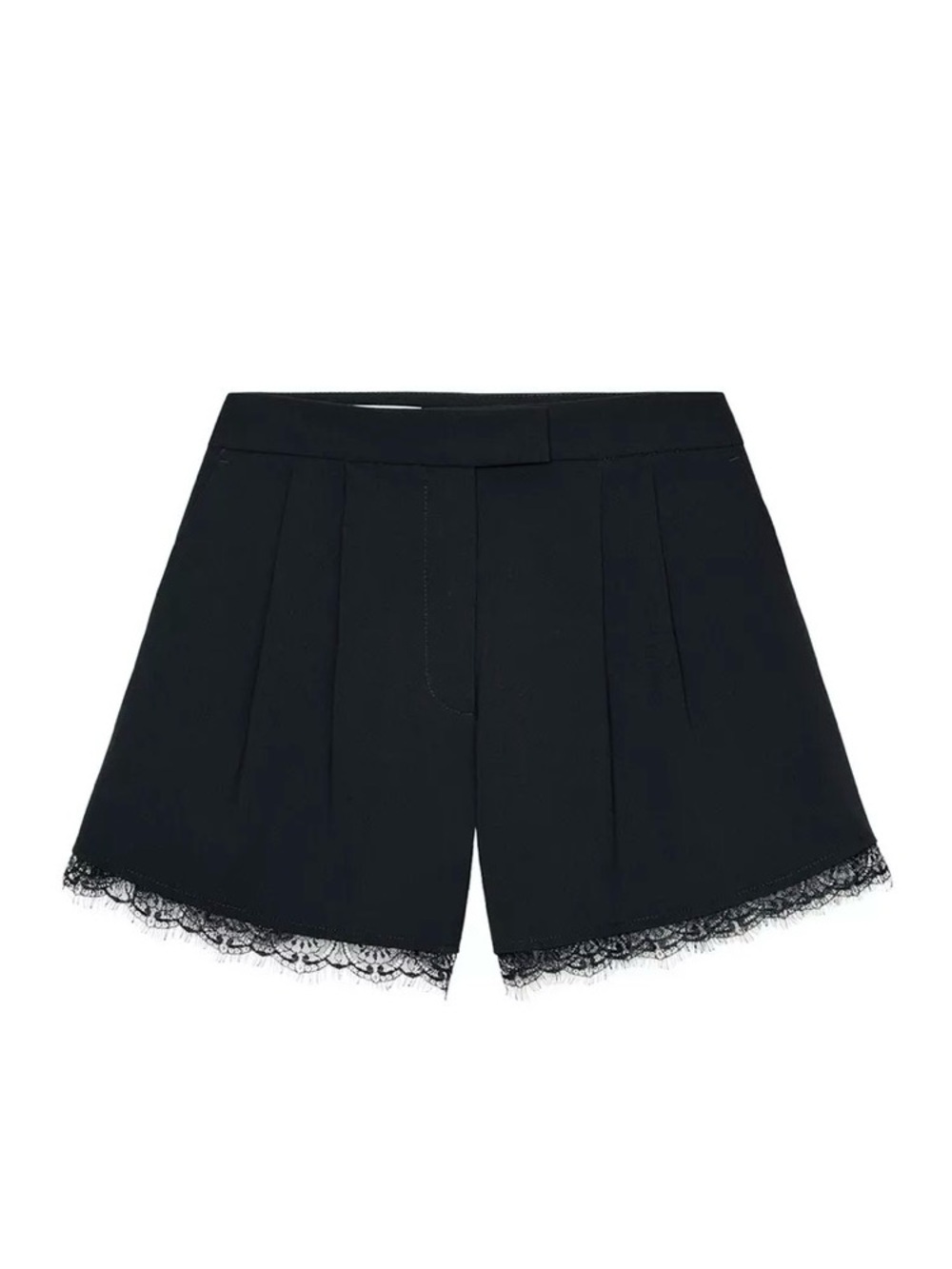 Zara Black Lace-Hem Tailored Shorts